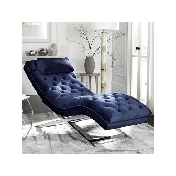 Monroe Navy Blue Chaise Lounge Chair