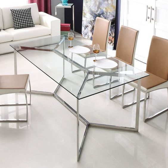 Wich Stainless steel Dining Table with 4 Chair's