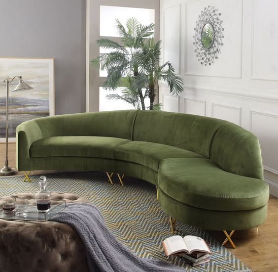 Serpentine Olive Sectional Sofa