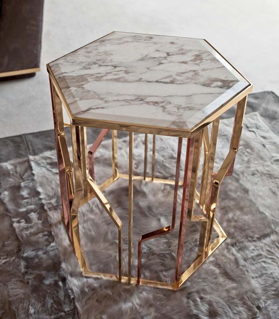 Tamra marble Top Frame End Table