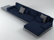 Load image into Gallery viewer, Navy blue modern sectional sofa with side table
