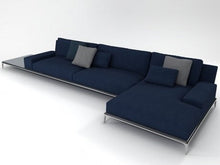 Load image into Gallery viewer, Navy blue modern sectional sofa with side table
