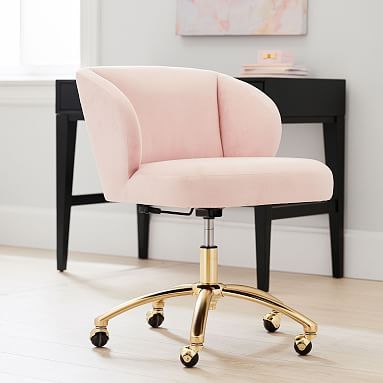 Pink Velvet Office Chair