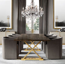 Load image into Gallery viewer, Veneten stainless steel dining table with 6 chair&#39;s
