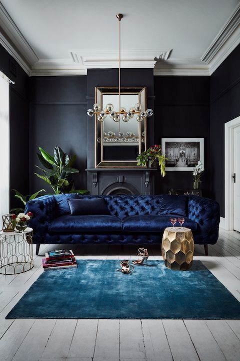 Clara blue velvet sofa