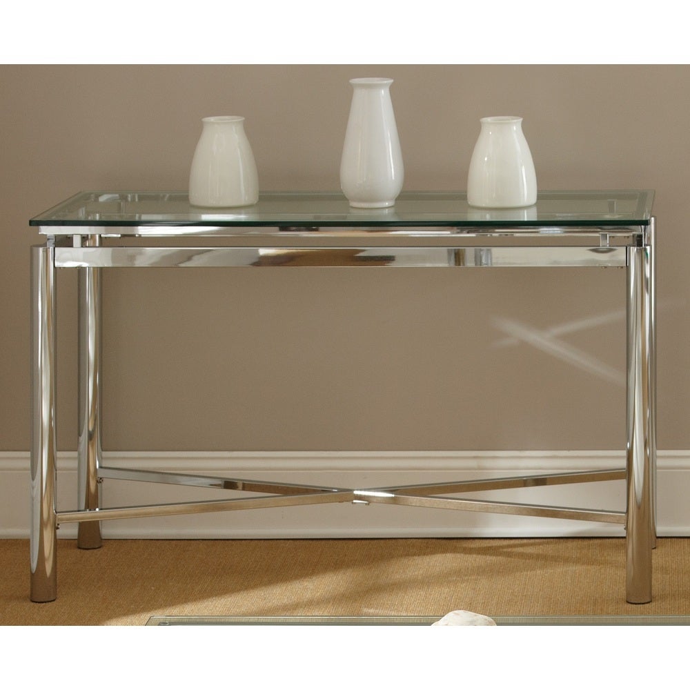 Bolton Stainless steel and Glass Console Table