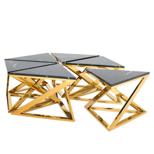 Load image into Gallery viewer, Dalia Coffee Table Set of Six in Gold Finish with Black Marble Top
