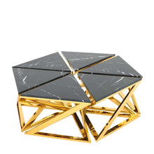 Load image into Gallery viewer, Dalia Coffee Table Set of Six in Gold Finish with Black Marble Top
