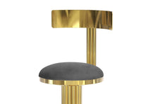 Load image into Gallery viewer, stainless steel finished in gold Bar Stool and Genuine Leather
