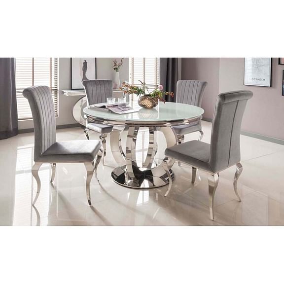 Chintaly Glass Round Table & 4 Chairs