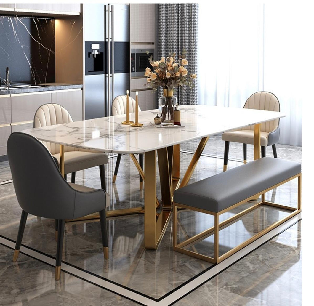 Cameron Dining Set Gold Base Stainless Steel