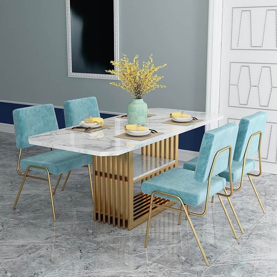 Kinsley marble Dining table with 4 chairs