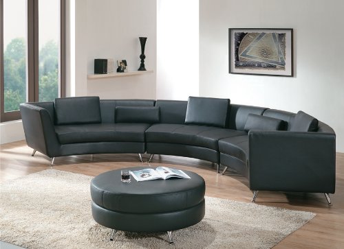 Black leather sectional sofa