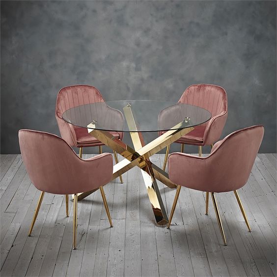 Gorge pink Dinning Set with 4 Chairs