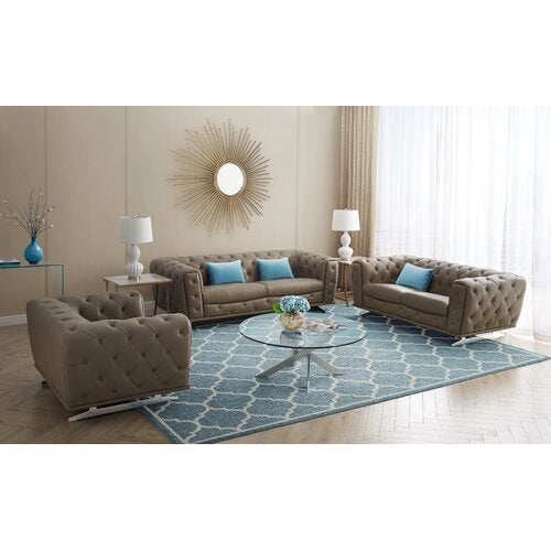 Modern Leather Tufted Sofa Set