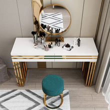 Load image into Gallery viewer, White Vanity Table Set White Dressing Table with 2-Drawers &amp; Mirror Stool
