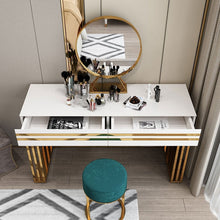 Load image into Gallery viewer, White Vanity Table Set White Dressing Table with 2-Drawers &amp; Mirror Stool
