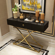 Load image into Gallery viewer, Console Table with Drawer Entryway Table Contemporary for Hallway X Gold Base
