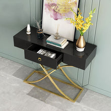 Load image into Gallery viewer, Console Table with Drawer Entryway Table Contemporary for Hallway X Gold Base
