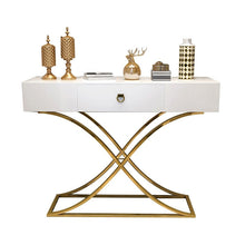 Load image into Gallery viewer, Console Table with Drawer Entryway Table Contemporary for Hallway X Gold Base
