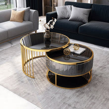 Load image into Gallery viewer, Modern Round Gold &amp; Gray Nesting Coffee Table
