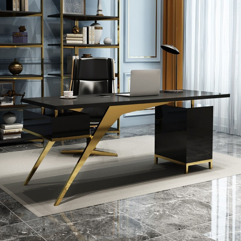 Ultra Modern Black Office Desk with Cabinet