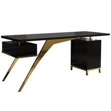 Load image into Gallery viewer, Ultra Modern Black Office Desk with Cabinet
