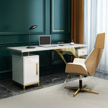 Load image into Gallery viewer, Ultra Modern White Office Desk with Cabinet
