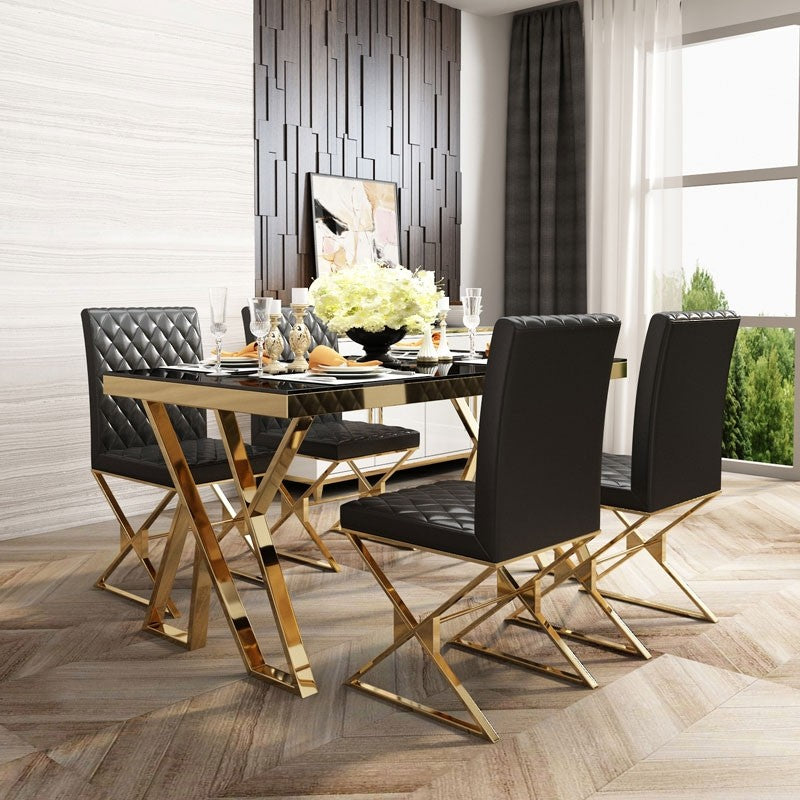 Modern White/Black Dining Table with 4 chair's