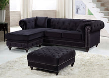 Load image into Gallery viewer, Reversible sectional sofa in white/black velvet fabric
