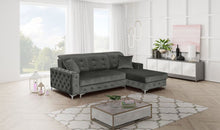 Load image into Gallery viewer, Tufted button design sleeper sectional sofa
