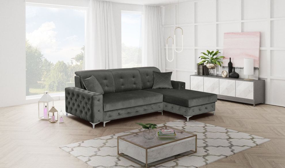 Tufted button design sleeper sectional sofa