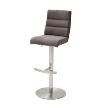 Load image into Gallery viewer, Soho Glass Bar Table With 2 Hiulia Brown Fabric Stools
