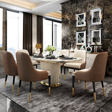 Load image into Gallery viewer, Modern 63&quot; Marble Dining Table with 6 chair&#39;s

